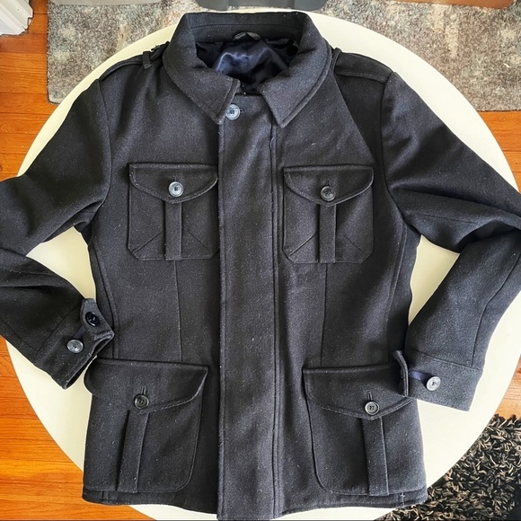 Daniele Alessandrini Wool Blend Military Jacket Black Men’s Size Medium - Picture 3 of 15